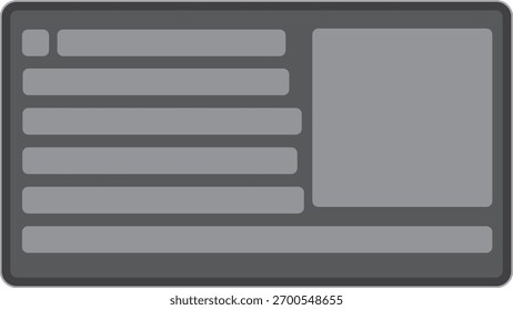 Massage box with text layout and image placeholder in dark theme design for user interface