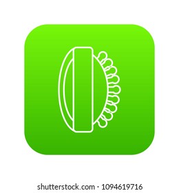 Massage brush icon green vector isolated on white background