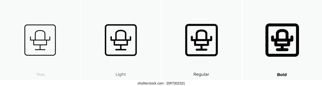 massage chair icon. Thin, Light Regular And Bold style design isolated on white background