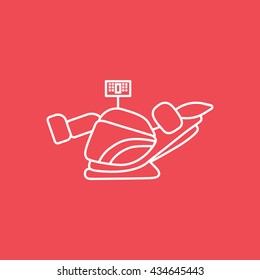 Massage Chair Line Icon On Red Background