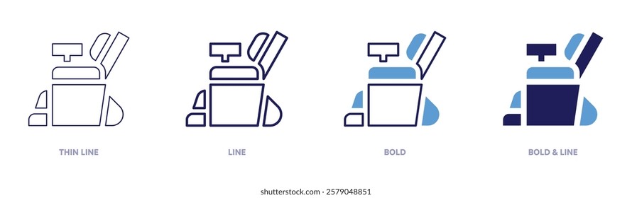 Massage chairs icon in 4 different styles. Thin Line, Line, Bold, and Bold Line. Duotone style. Editable stroke.