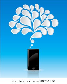 Masaje de nubes con teléfono celular en formato vectorial