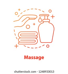 Massage concept icon. Spa salon idea thin line illustration. Bathing accessories. Washing hands. Vector isolated outline drawing