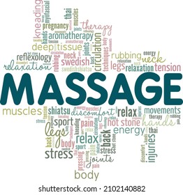 Massage conceptual vector illustration word cloud isolated on white background.