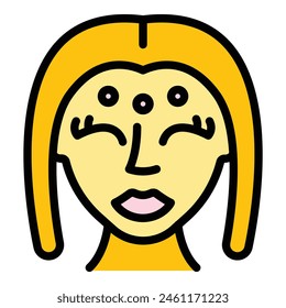 Massage facial treatment icon outline vector. Woman face. Skin beauty color flat