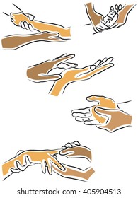 massage the fingers, hands courting