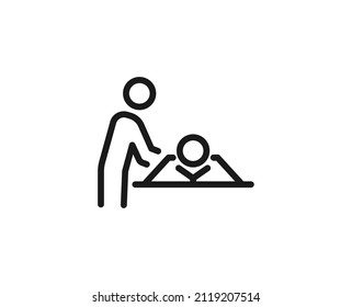 Icono plano de masaje. Señales de línea delgada para el logotipo de diseño, tarjeta de visita, etc. Símbolo de esquema único de alta calidad para diseño web o aplicación móvil. Pictograma de esquema de SPA.