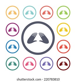 massage flat icons set. Open round colorful buttons. Vector 