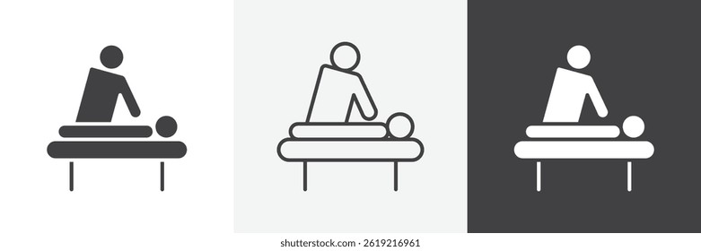 Massage flat and liner vector icons set