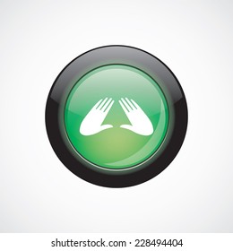 massage glass sign icon green shiny button. ui website button  