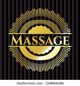 Massage gold shiny emblem. Vector Illustration. Detailed.
