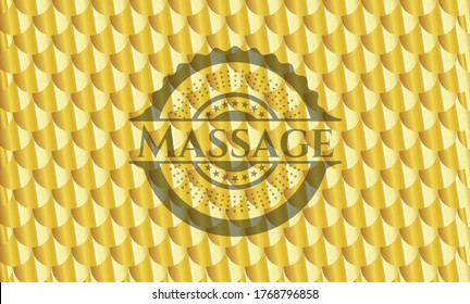 Massage golden badge. Scales pattern. Vector Illustration. Detailed. 