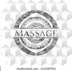 Massage grey emblem with cube white background