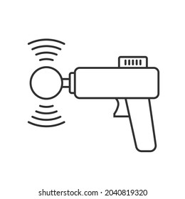 Massage Gun Line Icon On White Background. Vector.