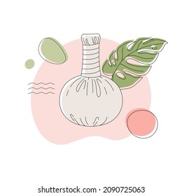Massage with herbal bags. Body care. Spa.