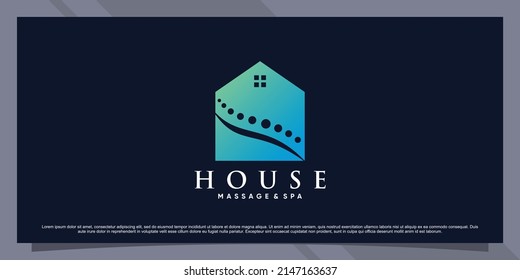 Plantilla de diseño de logotipo de casa y masaje con concepto de espacio negativo