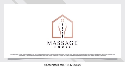 Massage and house logo design template with line art style