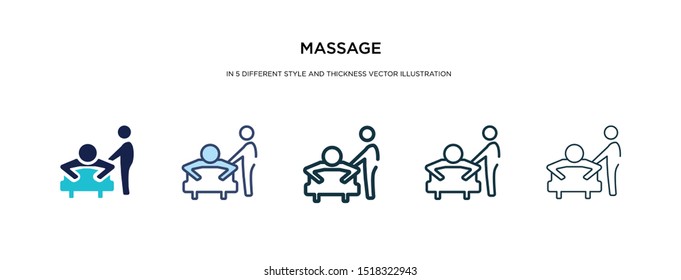 massage icon in different style and thickness vector illustration. Two colored and black massage vector icons in filled, outline, line, stroke style can be used for web, mobile, UI