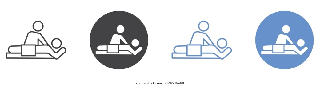 Massage icon flat line symbol set.
