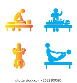 Massage Icon Set For Cold Stone Therapy