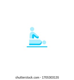 icono de masaje. simple, plano, azul. icono de salud y medicina.