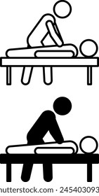 Massage icons. Black and White Vector Icons. Massage Therapist Performs a Relaxing Massage on a Client. Healthy lifestyle. Wellness Concept