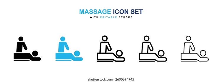 Massage icons graphics set in black and blue colors