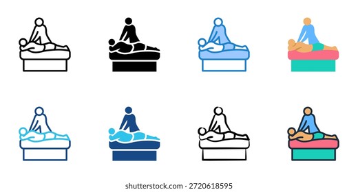 Os ícones de massagem definem várias coleções de estilos. Traçado editável 
