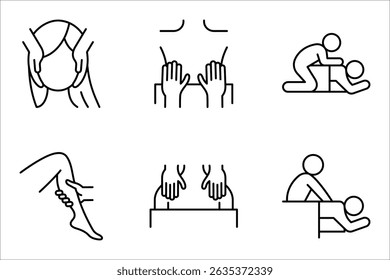 Massage line icon set. Relaxation, perfect for spa and massage service, vector illustration on white background