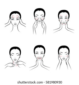 massage lines on woman face vector