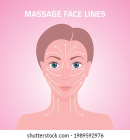 líneas de masaje en mujeres tratamiento de belleza concepto de cuidado de la piel retrato de cabeza femenina