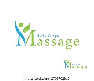 Logotipo de masaje Concepto de diseño creativo Cuerpo Spa Naturaleza Dejar a la gente Yoga Belleza