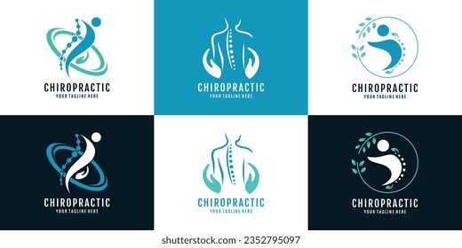 Massage logo design collection for back bone therapy with creative element Premium Vector