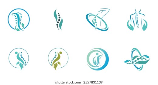 Massage logo design collection for back bone therapy with creative element Premium Vector