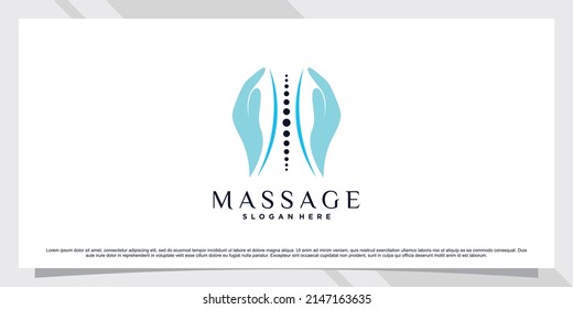 Massage logo design template with hand and unique concept