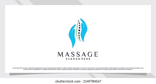 Design-Vorlage für Massagelogo mit Hand und einzigartiges Konzept