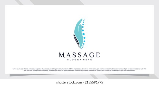 Massage Logo Design Template With Hand And Unique Concept