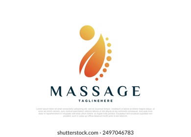 Massage logo design templates creative concept Premium Vector