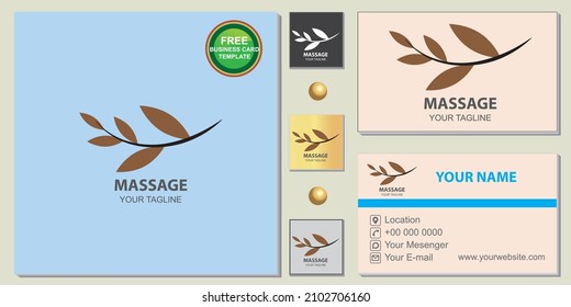 Massage Logo Premium Free Elegant Bussines Card Template Vector Eps 10