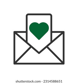 Massage love icon duotone grey green style valentine illustration vector element and symbol perfect.