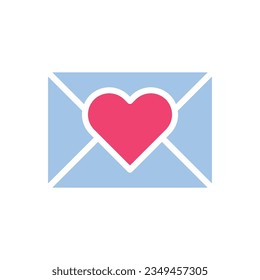 Massage love icon solid blue pink style valentine illustration vector element and symbol perfect.