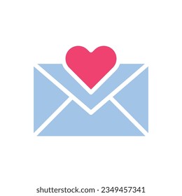 Massage love icon solid blue pink style valentine illustration vector element and symbol perfect.