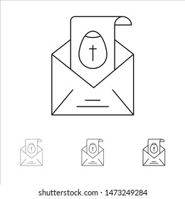 Massage, Mail, Easter, Holiday Bold and thin black line icon set