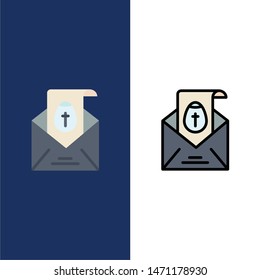 Massage, Mail, Easter, Holiday  Icons. Flat and Line Filled Icon Set Vector Blue Background. Vector Icon Template background