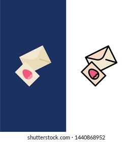 Massage, Mail, Egg, Easter  Icons. Flat and Line Filled Icon Set Vector Blue Background