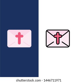 Massage, Mail, Holiday, Easter  Icons. Flat and Line Filled Icon Set Vector Blue Background