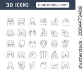 Massage and Manual Therapy. Collection of perfectly thin icons for web design, app, and the most modern projects. The kit of signs for category Medicine.