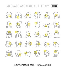 Massage and Manual Therapy. Collection of perfectly thin icons for web design, app, and the most modern projects. The kit of signs for category Medicine.