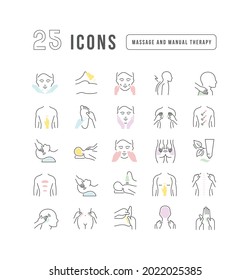 Massage and Manual Therapy. Collection of perfectly thin icons for web design, app, and the most modern projects. The kit of signs for category Medicine.