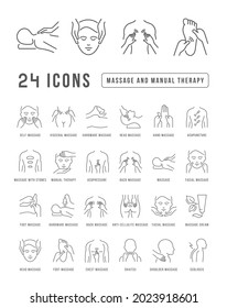 Massage and Manual Therapy. Collection of perfectly thin icons for web design, app, and the most modern projects. The kit of signs for category Medicine. - Shutterstock ID 2023918601